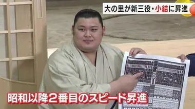 尊富士と先場所優勝争い…大相撲夏場所で大の里が初の三役『小結』に昇進「番付表で自分の名前が大きく…」