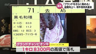 宮崎県内の和牛枝肉の品質を競う共進会が都城市で開催　グランドチャンピオン牛には8300円/kgの高値