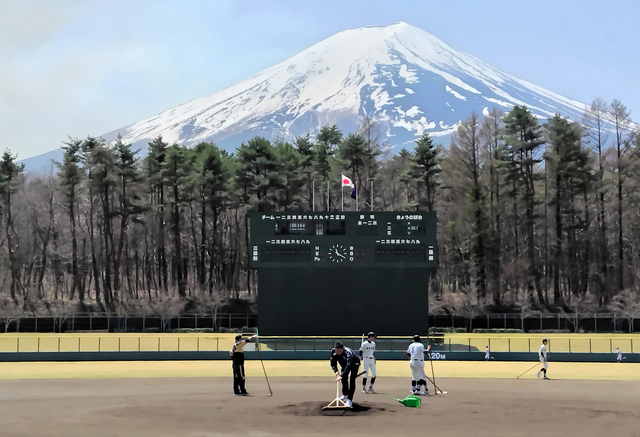 富士山を望む「日本一美しい球場」　濃霧でノーゲームになったことも