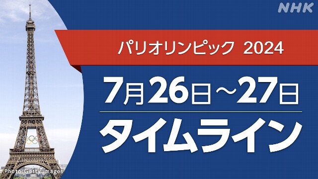 パリオリンピック【結果】7/26～27タイムライン 大会が開幕