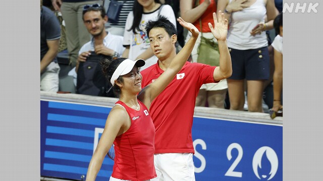 テニス 混合ダブルス 錦織・柴原 競り勝ち準々決勝へ パリ五輪