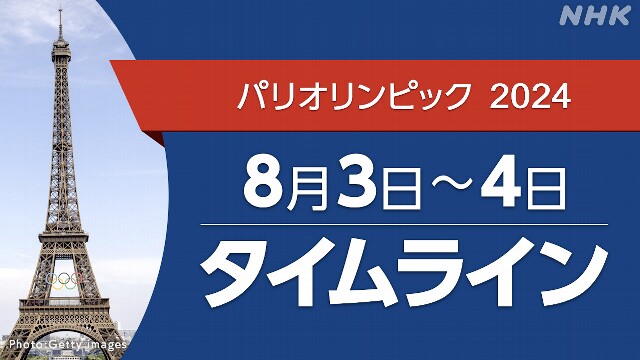 パリオリンピック【速報中】8/3～8/4タイムライン