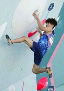 安楽が１位、楢崎が２位　スポーツクライミング・５日