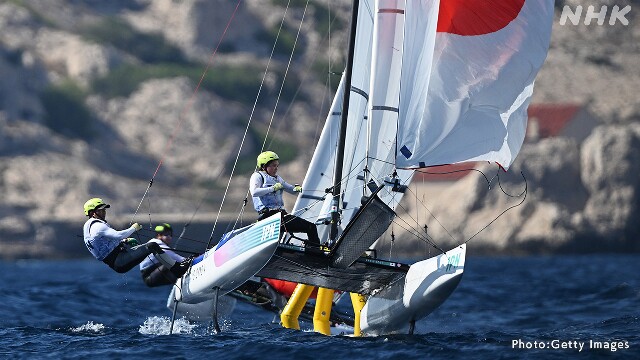 セーリング 混合ナクラ17級 飯束・西田ペア 18位に パリ五輪