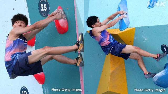 スポーツクライミング男子 安楽トップ 楢崎2位発進 パリ五輪