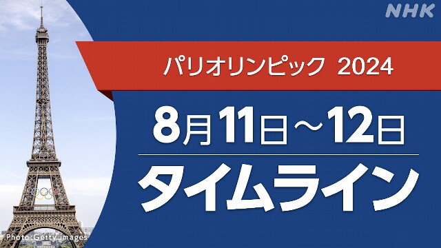 パリオリンピック【速報中】8/11～8/12タイムライン