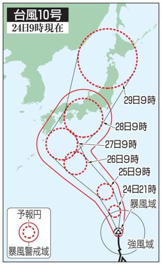 台風10号、27日から列島接近　JR東日本も新幹線運休の可能性