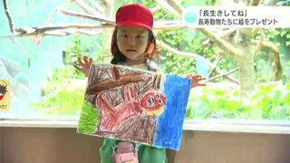 「かわいかった！元気で長生きしてね」園児たちが長寿動物たちに絵をプレゼント