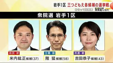 衆院選　岩手１区　自民・立憲・共産の三つどもえの戦い　各候補とも懸命の訴え続く