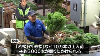 正月飾り用の松を競りにかける「松市」