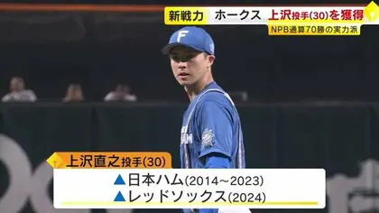 ソフトバンクホークス　上沢直之投手の獲得を発表　NPB通算70勝　背番号「10」に決定