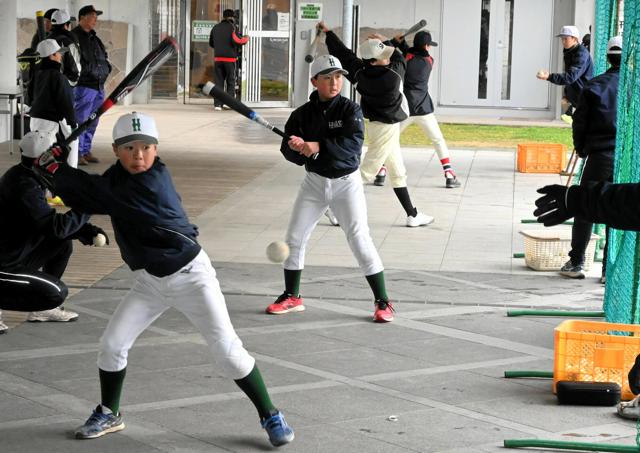 高校球児が小中学生に投打のアドバイス　兵庫・丹波篠山で合同練習